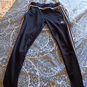 Adidas Soccer Pants Unisex Size Medium Black with White Stripes Great Condition